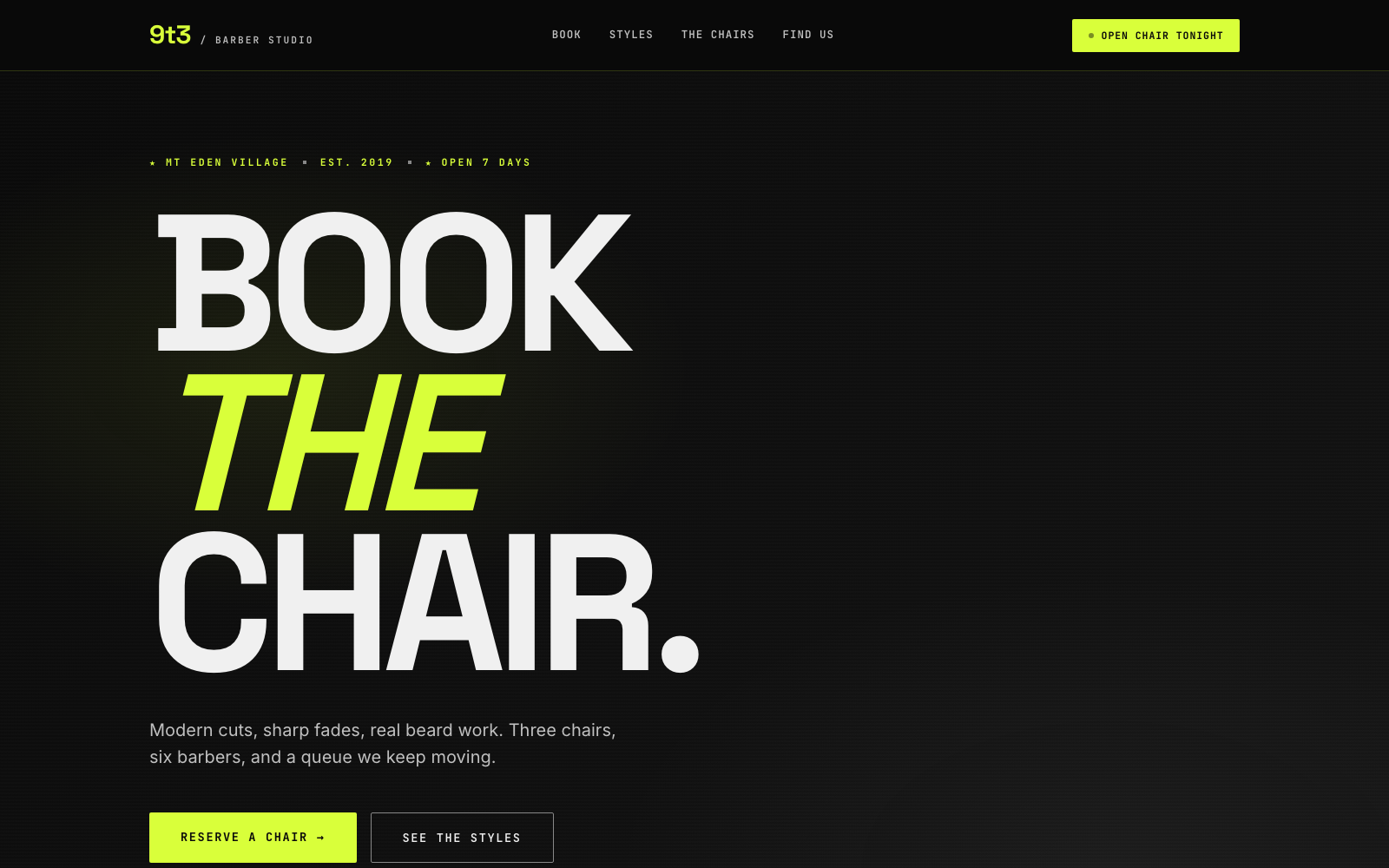 Chairmen Barber Studio website preview