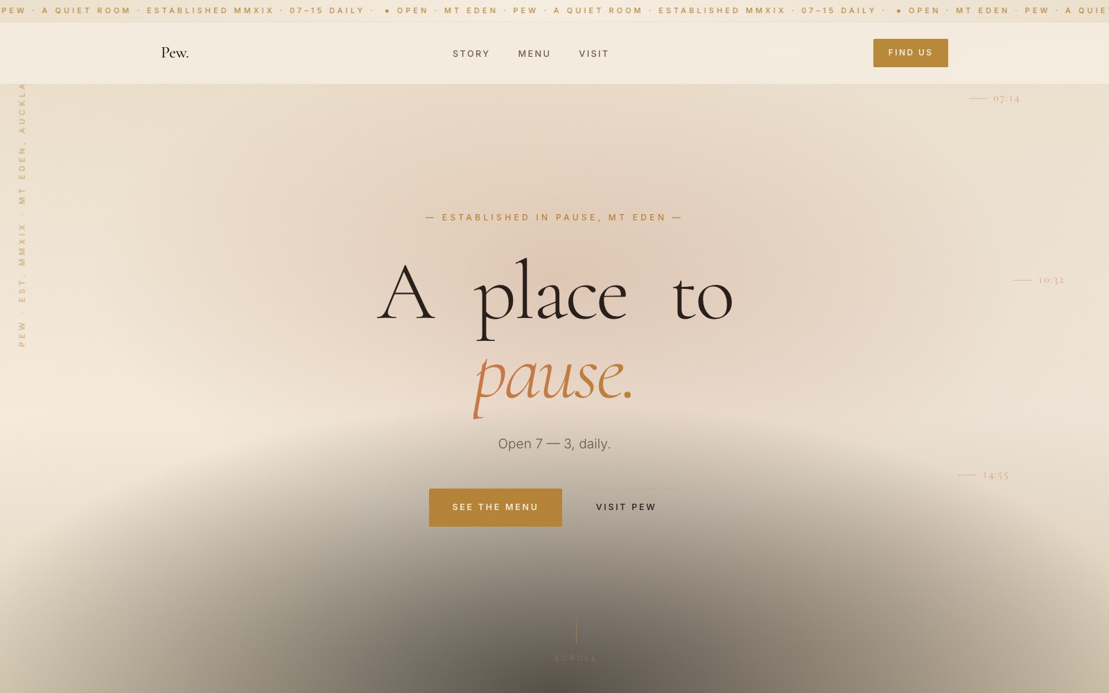 Pew · cafe website