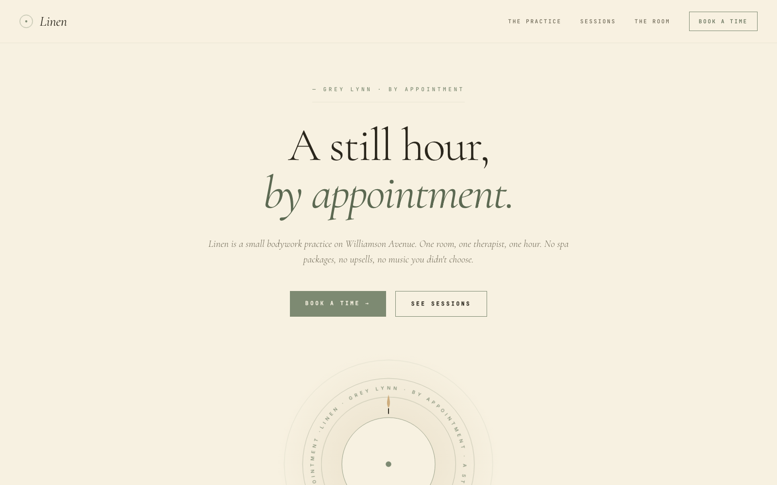 Linen · bodywork practice website preview